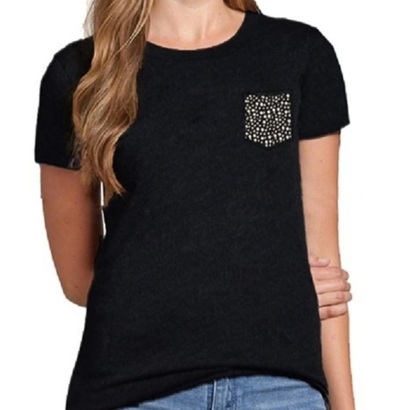 Reflex Tops - Rhinestone Pocket Crew Round Neck Slub Tee Reflex Tops - Rhinestone Pocket Crew Round Neck Slub Tee